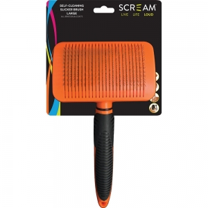 Scream SELF-CLEANING SLICKER BRUSH Loud Orange - Large 20x10cm - Click for more info